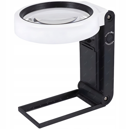 LUPA SZKŁO POWIĘKSZAJĄCE DO CZYTANIA Z PODŚWIETLENIEM LED UV 5x90mm+25x18mm