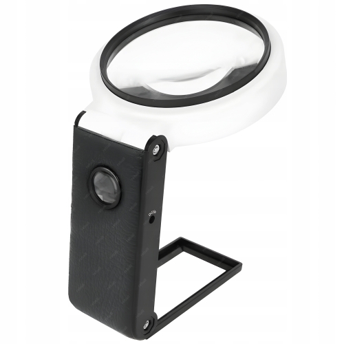 LUPA SZKŁO POWIĘKSZAJĄCE DO CZYTANIA Z PODŚWIETLENIEM LED UV 5x90mm+25x18mm