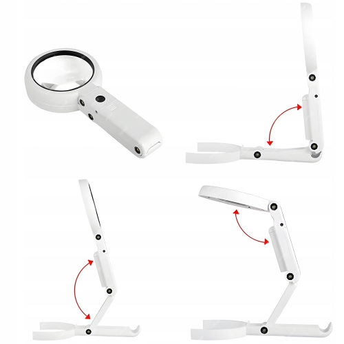 DUŻA LUPA NUMIZMATYCZNA SZKŁO POWIĘKSZAJĄCE SKŁADANA 5X75mm + 10X19mm 8xLED