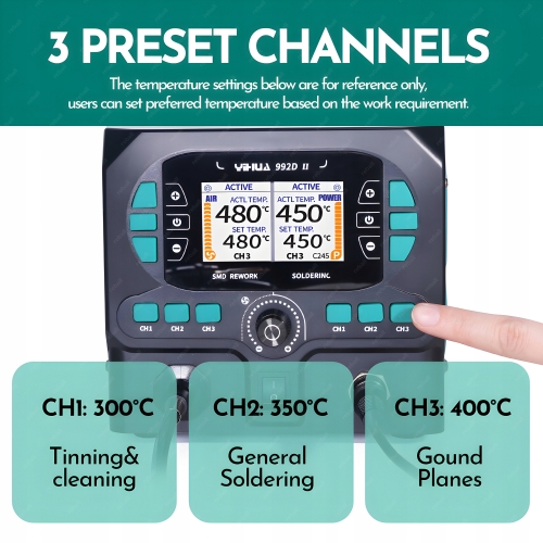 ZESTAW STACJA LUTOWNICZA LUTOWNICA HOT AIR YIHUA 992D-II 6x C245 C210 W575