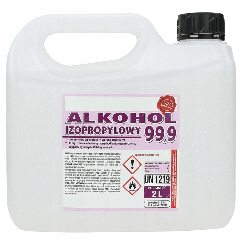 ALKOHOL IZOPROPYLOWY IZOPROPANOL IPA 99,9% CZYSTY DO ODTŁUSZCZANIA MYCIA 2L