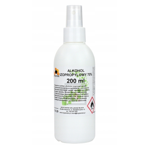 ALKOHOL IZOPROPYLOWY IZOPROPANOL IPA 70% DO ODTŁUSZCZANIA CZYSZCZENIA 200ml