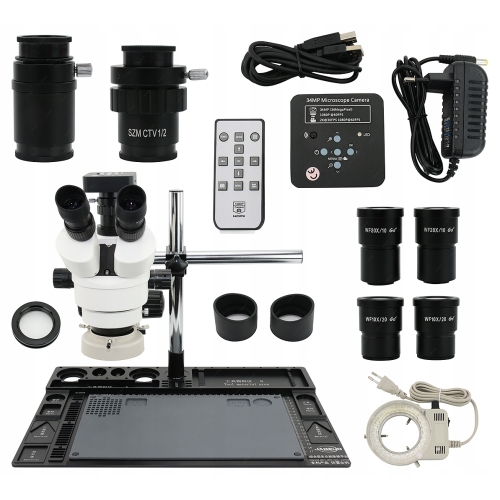 MIKROSKOP STEREOSKOPOWY TRINOKULAROWY H22-45T2v2 7-90x + ZESTAW AKCESORIÓW