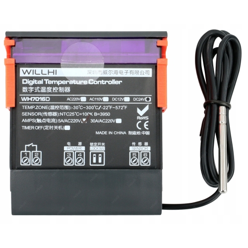 STEROWNIK REGULATOR TEMPERATURY Z CZUJNIKIEM - 12V 5A 1000W WILLHI WH7016D+