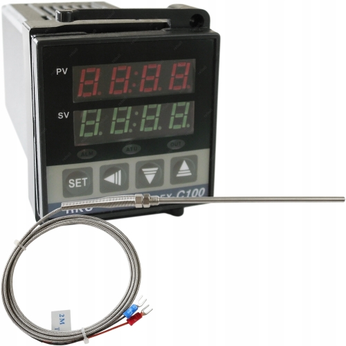 REGULATOR TEMPERATURY STEROWNIK REX C100 PRZEKAŹNIK 10A+CZUJNIK TYP K 5x150