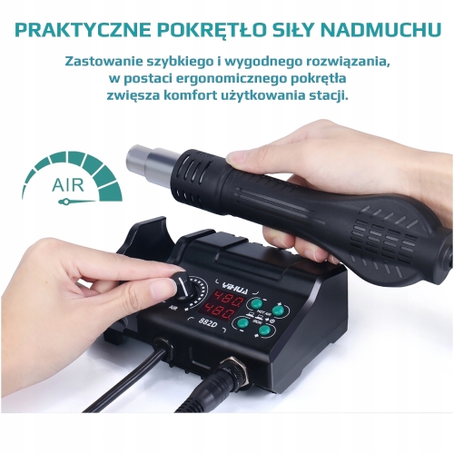 STACJA LUTOWNICZA HOT AIR LUTOWNICA PRECYZYJNA YIHUA 2w1 882D + AKCESORIA