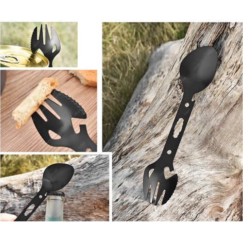 NIEZBĘDNIK TURYSTYCZNY WOJSKOWY GADŻET WIELOFUNKCYJNA ŁYŻKA 8w1 RT0291