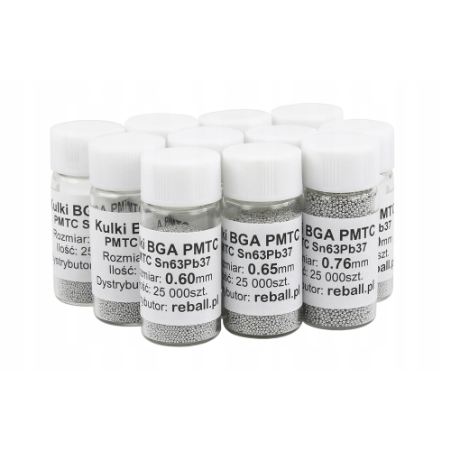 KULKI BGA OŁOWIOWE PMTC REBALLING UKŁADÓW BGA 0,50mm 25000 2,5x 10000szt.