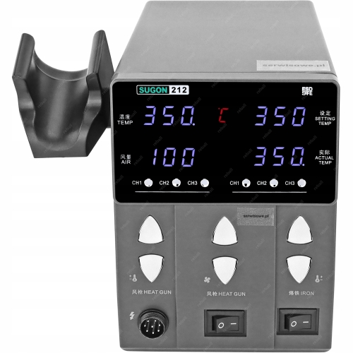 STACJA SUGON 212 760W - SOLIDNY HOT AIR + LUTOWNICA PRECYZYJNA GROTY T12 4X