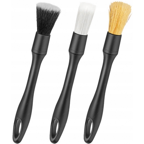 ZESTAW DETAILING 3x PĘDZEL SZCZOTKA DO CZYSZCZENIA SAMOCHODU MYCIA AUTA 3w1
