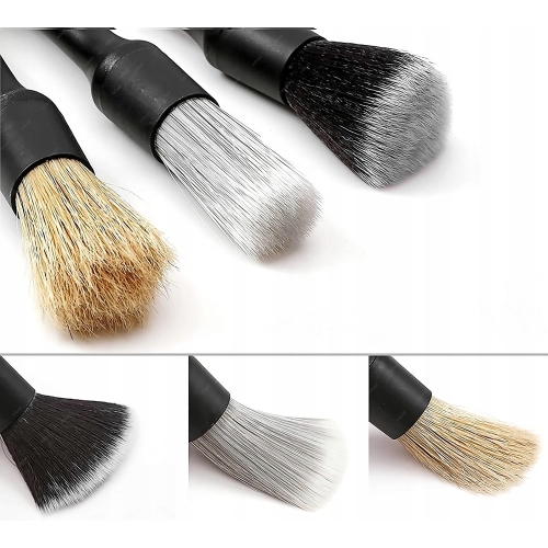 ZESTAW DETAILING 3x PĘDZEL SZCZOTKA DO CZYSZCZENIA SAMOCHODU MYCIA AUTA 3w1