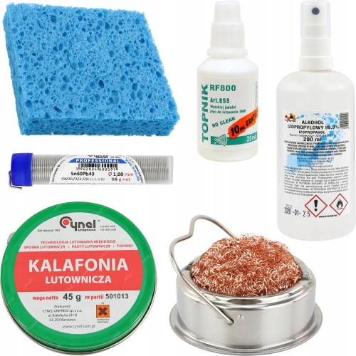 AKCESORIA LUTOWNICZE CHEMIA DO LUTOWANIA RF800 IPA CYNA KALAFONIA PODSTAWKA