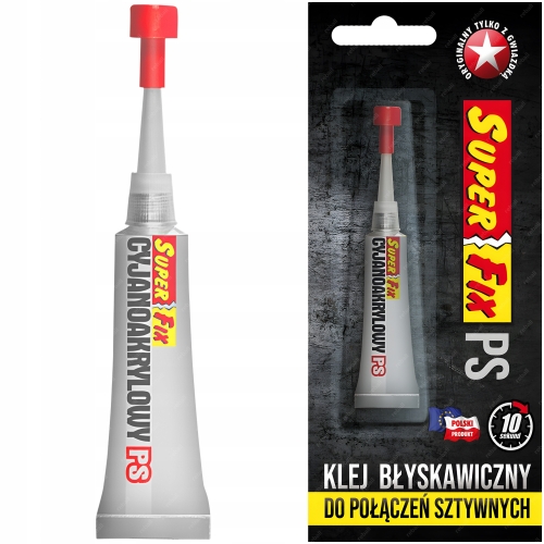 MOCNY KLEJ SUPER FIX PS CJANOAKRYLOWY BŁYSKAWICZNY PLASTIK METAL GUMA SKÓRA