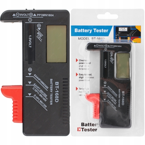 CYFROWY TESTER BATERII AA AAA R14 6LR CR2032 BT-168D MIERNIK AKUMULATORÓW