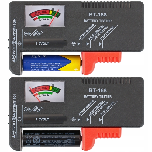 ANALOGOWY TESTER BATERII AA AAA R14 6LR CR2032 BT-168 MIERNIK AKUMULATORÓW