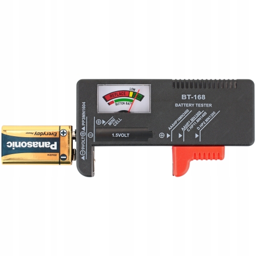 ANALOGOWY TESTER BATERII AA AAA R14 6LR CR2032 BT-168 MIERNIK AKUMULATORÓW