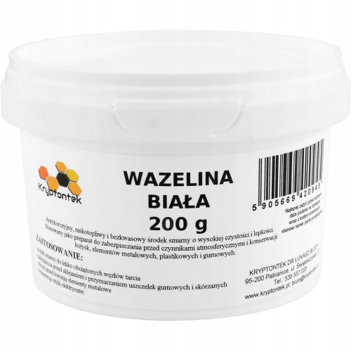 WAZELINA BIAŁA TECHNICZNA 200g OCHRONA PRZED KOROZJĄ USZCZELKI GUMA SKÓRA