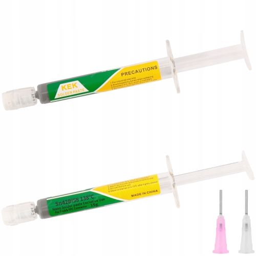 PASTA LUTOWNICZA PŁYNNA CYNA KEK 15g BIZMUTOWA Sn42/Bi58 138°C + DWIE IGŁY