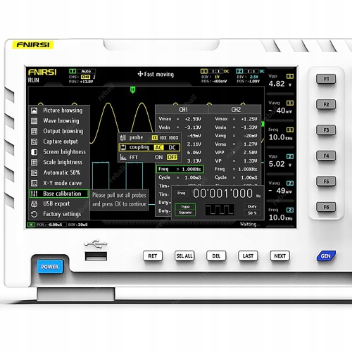 OSCYLOSKOP CYFROWY DWUKANAŁOWY FNIRSI 1014D 2x100MHz Z GENERATOREM DDS