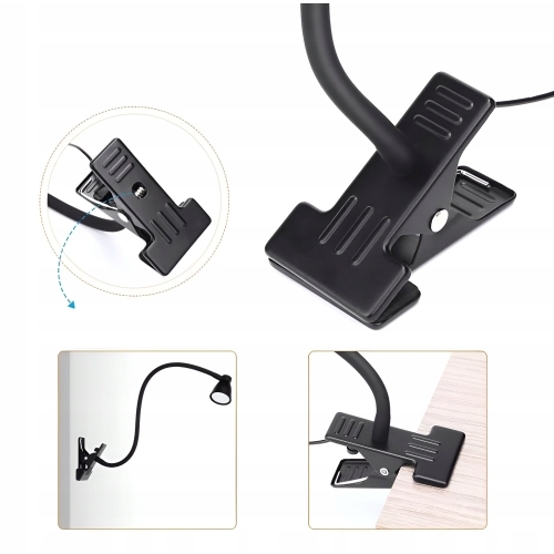 LAMPKA NA BIURKO LAMPA LED BIURKOWA NA KLIPS MOCNA GĘSIA SZYJA 5W USB PILOT