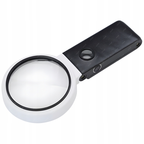 LUPA SZKŁO POWIĘKSZAJĄCE DO CZYTANIA Z PODŚWIETLENIEM LED UV 6x80mm+25x18mm