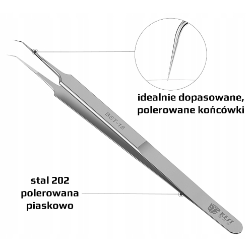 PRECYZYJNA PĘSETA PINCETA ZEGARMISTRZOWSKA SMD BGA KOSMETYKA BST18 0,2 0,01