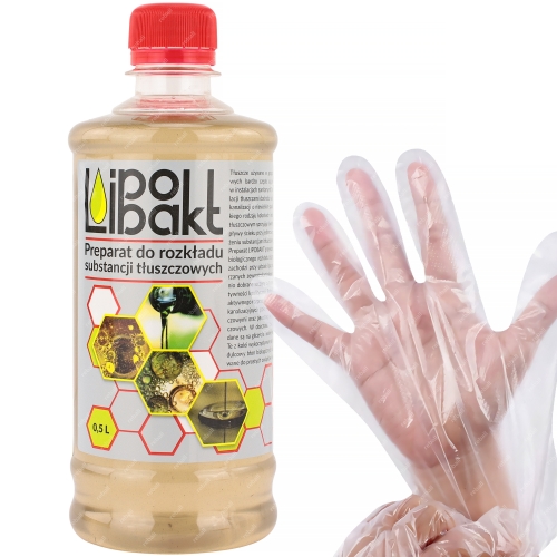 ŚRODEK DO UDRAŻNIANIA ODPŁYWÓW RUR PŁYN ROZKŁADA TŁUSZCZ LIPOBAKT 500ML