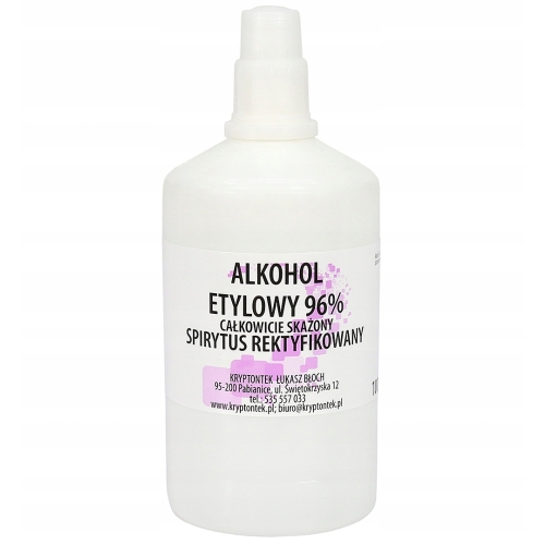 ALKOHOL ETYLOWY 96% ETANOL SPIRYTUS REKTYFIKOWANY CAŁKOWICIE SKAŻONY 100ml
