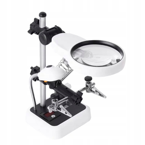 TRZECIA RĘKA DO LUTOWANIA RT0179 UCHWYT PCB Z LUPĄ 90mm 6x LED UCHWYT KOLBY