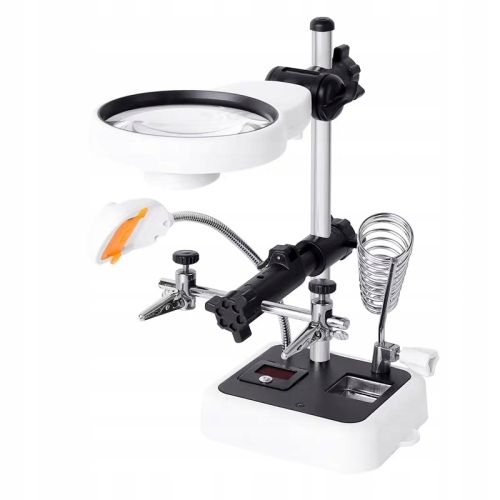 TRZECIA RĘKA DO LUTOWANIA RT0179 UCHWYT PCB Z LUPĄ 90mm 6x LED UCHWYT KOLBY