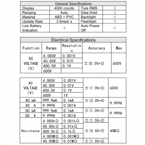 AUTOMATYCZNY MULTIMETR RĘCZNY CYFROWY ZOYI ZT-S1 MIERNIK NAPIĘCIA PRĄDU