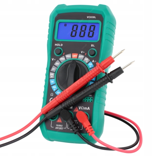 MULTIMETR RĘCZNY UNIWERSALNY MIERNIK CYFROWY NAPIĘCIA VC830L + SZPILKI