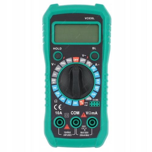 MULTIMETR RĘCZNY UNIWERSALNY MIERNIK CYFROWY NAPIĘCIA VC830L + SZPILKI