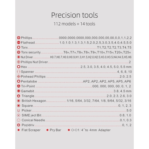 ZESTAW ŚRUBOKRĘTÓW PRECYZYJNYCH BITÓW TORX KAISI K-9126 DO TELEFONÓW 126w1