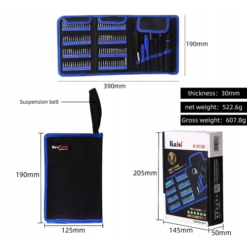 ZESTAW ŚRUBOKRĘTÓW PRECYZYJNYCH BITÓW TORX KAISI K-9126 DO TELEFONÓW 126w1