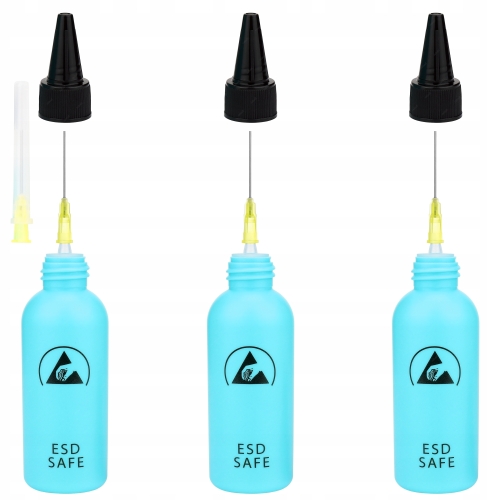 3X DOZOWNIK BUTELKA Z IGŁĄ ESD SAFE HDPE 60ml BLUE