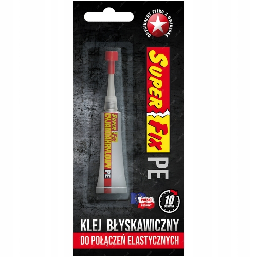 MOCNY KLEJ SUPER FIX PE CJANOAKRYLOWY BŁYSKAWICZNY PLASTIK METAL GUMA SKÓRA