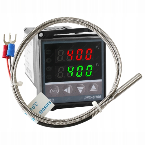 REGULATOR TEMPERATURY STEROWNIK REX C100 FK02 V*AN CZUJNIK TYP K 800°C 1,5m