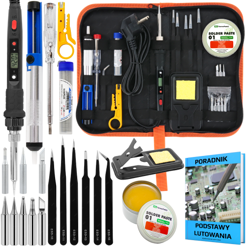 LUTOWNICA PRECYZYJNA KOLBOWA S801A 80W Z REGULACJĄ TEMPERATURY ZESTAW 23w1