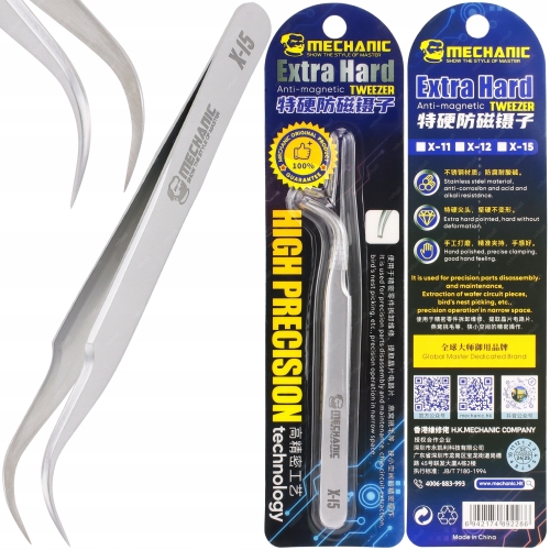 OSTRA MIKRO PĘSETA PINCETA ZAGIĘTA PRECYZYJNA SERWIS BRWI MECHANIC X-15