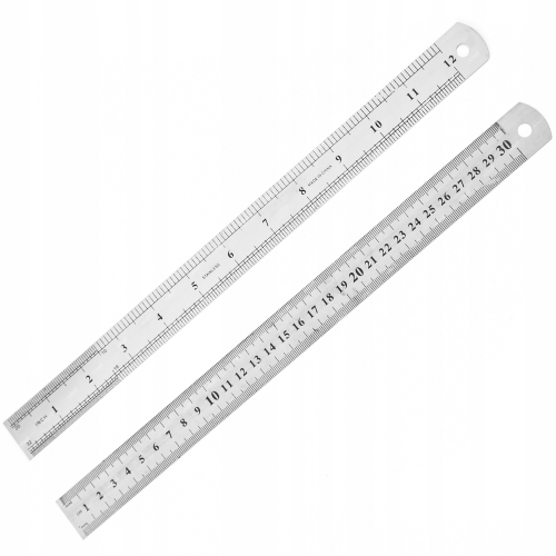 LINIJKA METALOWA DWUSTRONNA STALOWA ELASTYCZNA CIENKA PRECYZYJNA 30cm 12cal
