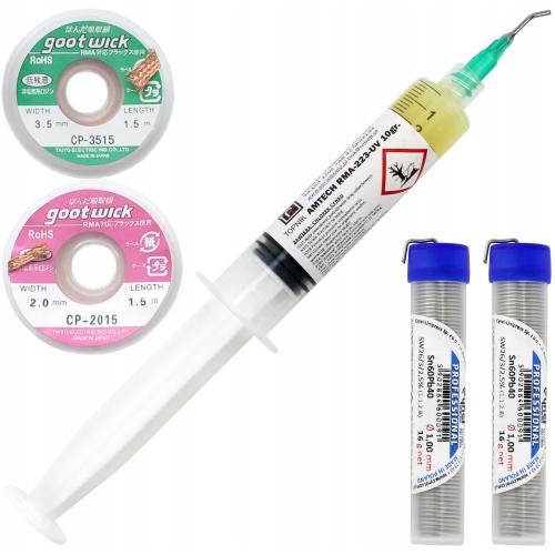 ZESTAW DO LUTOWANIA XL - TOPNIK FLUX AMTECH RMA 223 UV 2X CYNA 2X PLECIONKA