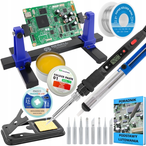 LUTOWNICA PRECYZYJNA S801A 80W UCHWYT MONTAŻOWY TRZECIA RĘKA ZD-11E ZESTAW