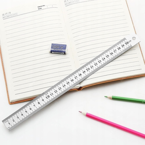 ZESTAW PRECYZYJNA METALOWA LINIJKA DWUSTRONNA 30cm 12cali + 15cm 6 cali