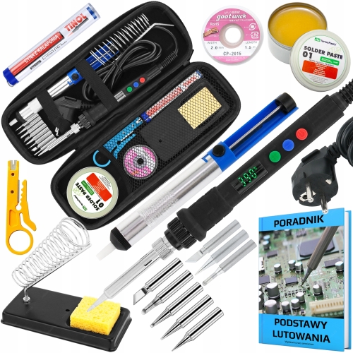 LUTOWNICA PRECYZYJNA KOLBOWA S801B 80W + AKCESORIA LUTOWNICZE ETUI PORADNIK