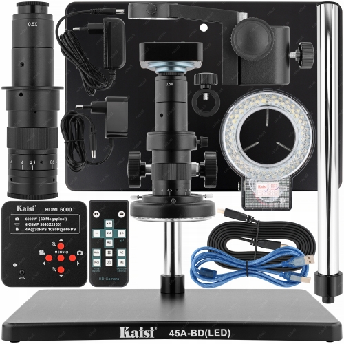 MIKROSKOP CYFROWY KAISI 45A-BD LED DLA ELEKTRONIKA +KAMERA 60MPix 4K 30FPS