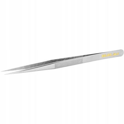 2x PRECYZYJNA PĘSETA PINCETA SA-11 PROSTA+ SA-15 ZAGIĘTA OSTRE 0,2mm TWARDE