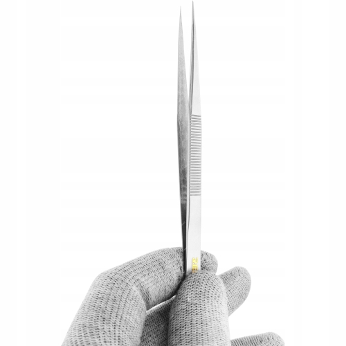 2x PRECYZYJNA PĘSETA PINCETA SA-11 PROSTA+ SA-15 ZAGIĘTA OSTRE 0,2mm TWARDE