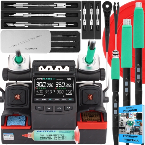 ZESTAW STACJA LUTOWNICZA AIFEN A902 PRO 350W 9 GROTÓW C115 C210 C245 Lv1