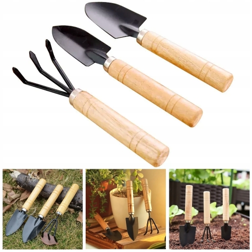 ZESTAW OGRODOWY OGRODNICZY DREWNIANY SZPADELEK ŁOPATKA WĄSKA GRABKI PAZURKI